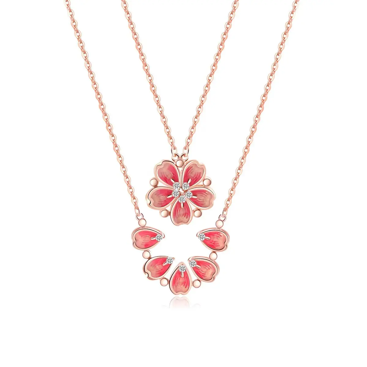 Girls' Light Luxury Peach Blossom Collarbone Necklace - Romantic Peach Heart Pendant, Thoughtful Valentine's Day  Accessory Jewelry fun Magnetic Friendship mother birthday gift