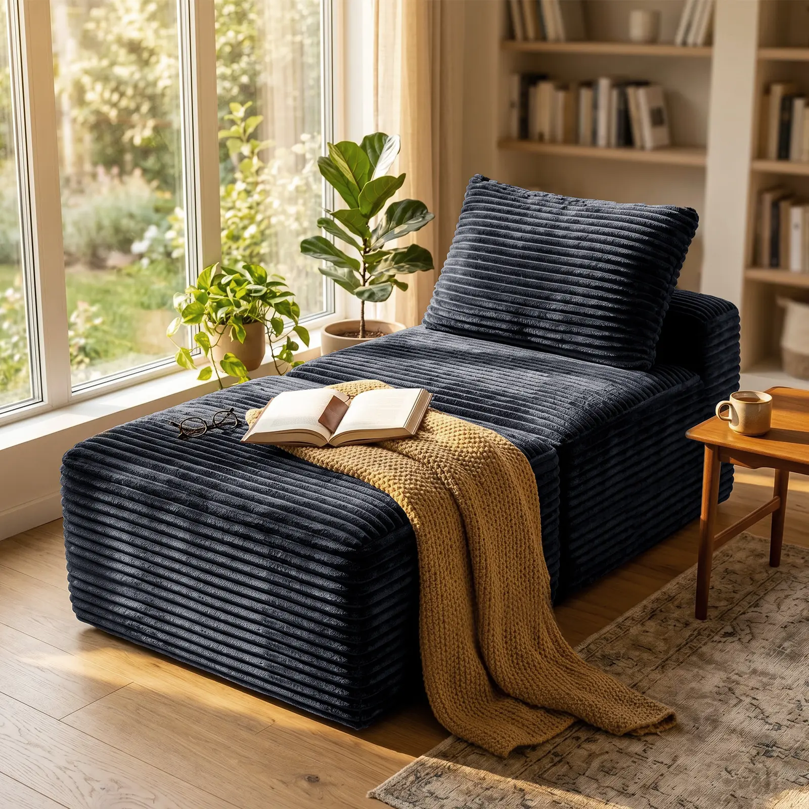 Father’s Day Special! Ultra-Soft Modern Casual  Modular Corduroy Cloud Sleeper Sofa, Lounge with Deep Seats, Sold Separately, Mix & Match into L/U Shapes, No Assembly Required, Ready to Use, Living Room Furniture, Bedroom, Apartment & Office couch