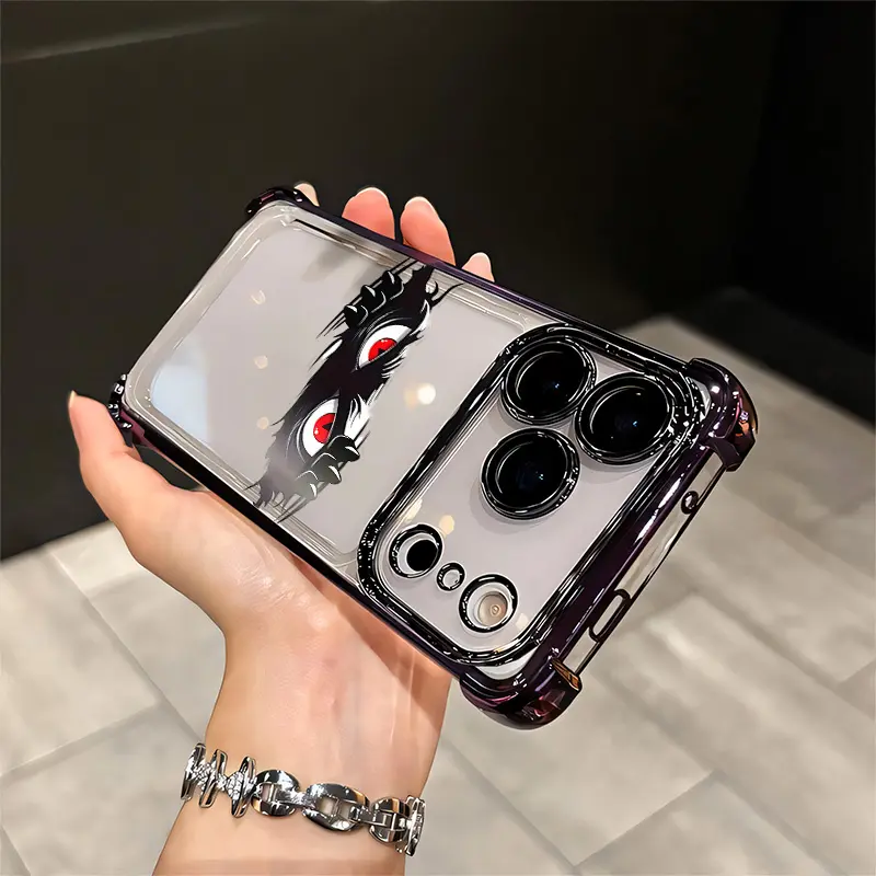 Red Eye Monster Viral Edgy Aesthetic Shockproof Dark Chrome Eye Case For IPhone 17 16 15 14 13 12 11 PRO PLUS MAX AIR Four-corner Drop-proof Transparent Casual Soft Silicone PhoneCase Perfect Gift Cellphone Smartphone Shockproof Q203