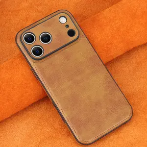 High-end Genuine Leather Business Phone Case for iPhone17ProMax/16Pro/15Plus/14/13/12/11 Full Shockproof Precise Lens Cutout Luxury Protective Cover