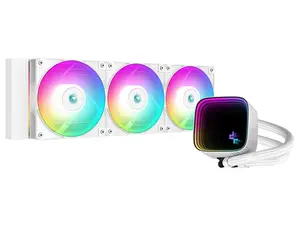 DeepCool LS720 SE Liquid Cooler 360mm 4th Gen Dual-Chamber Pump 3100RPM 300w TDP AIO Cooler Anti-Leak Tech with ARGB Fans CPU Water Cooler Narrow Frame Infinity Mirror Block for AMD AM4/AM5 LGA 1700/1200, White