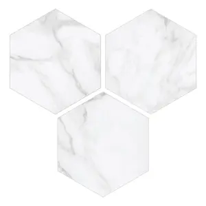 INNO STICKERS 45-Sheet Peel and Stick Backsplash Tile Agata Blue Hexagon Marble Look Self Adhesive Wall Tile Stone Composite Stick on Decorative Mosaic Tile for Kitchen, Bathroom, Fireplace
