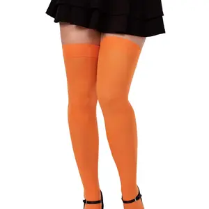 Sol Thigh High Socks - Orange, Over the Knee, Plain Design, Comfortable Fit, Ideal for All Seasons