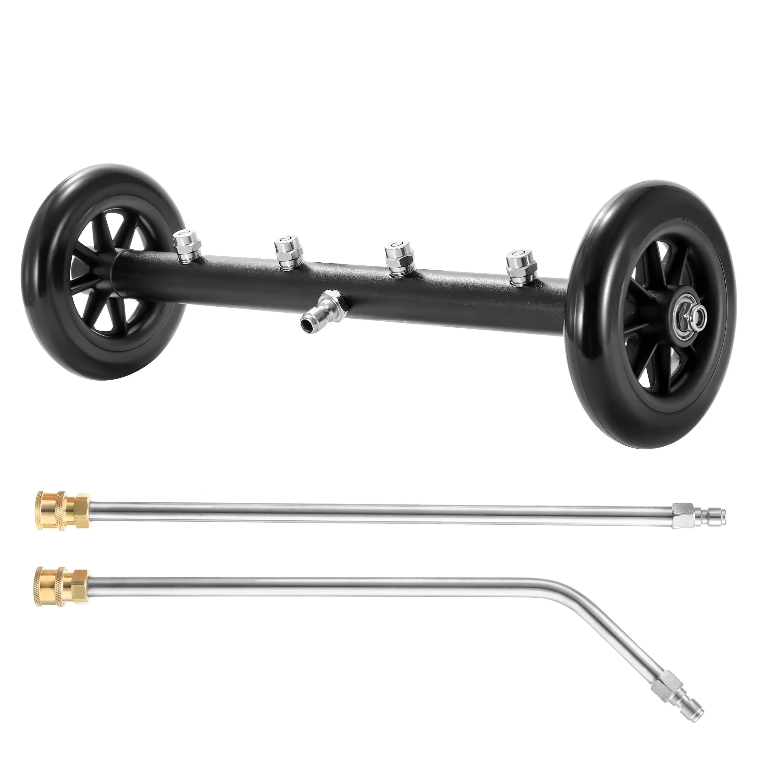 Pressure Washer Undercarriage Cleaner - 16 Inch Undercarriage Washer with 2 Straight Extension Wands & Wheels, Under Car Wash