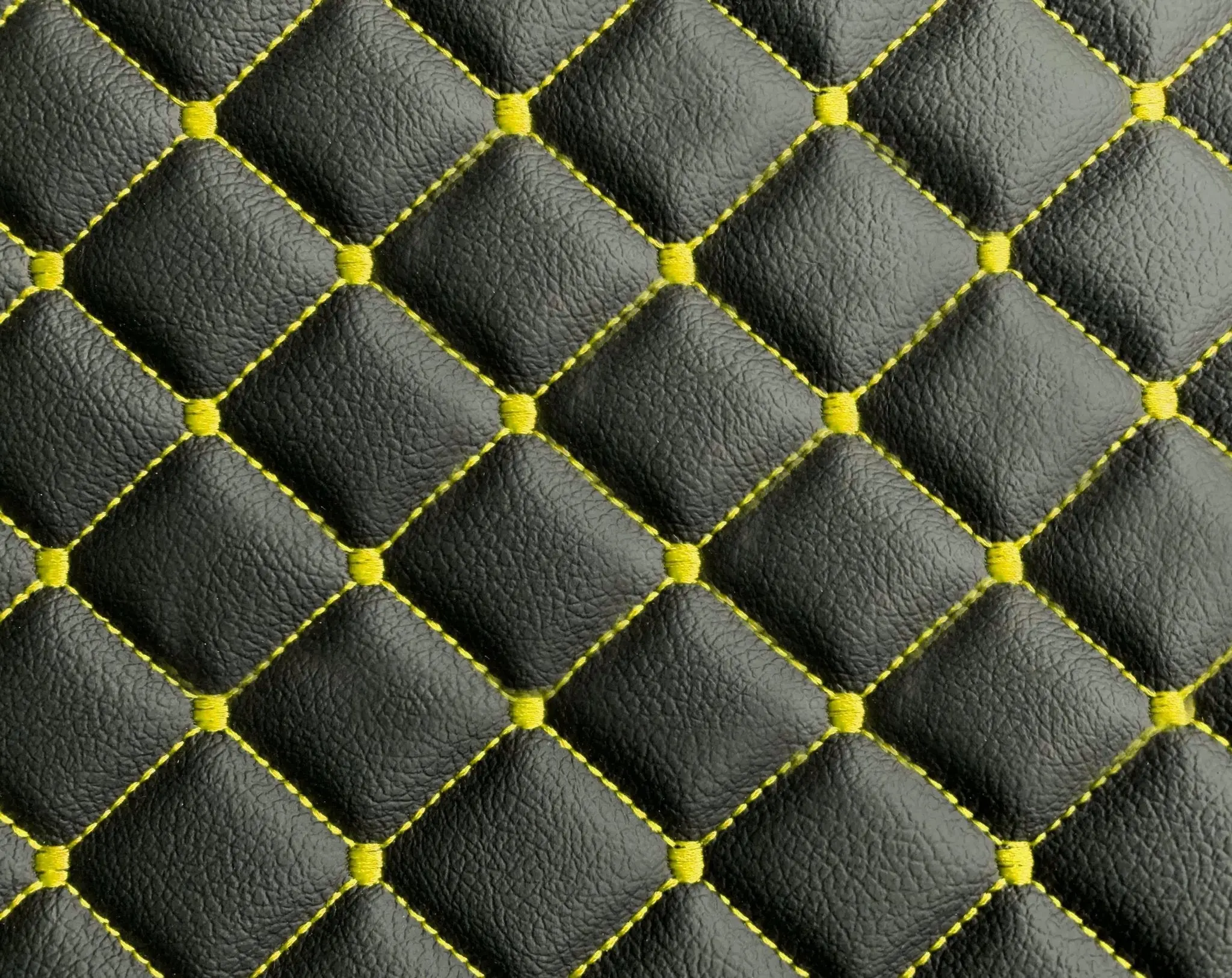 Black With Yellow Diamond Stitch Material