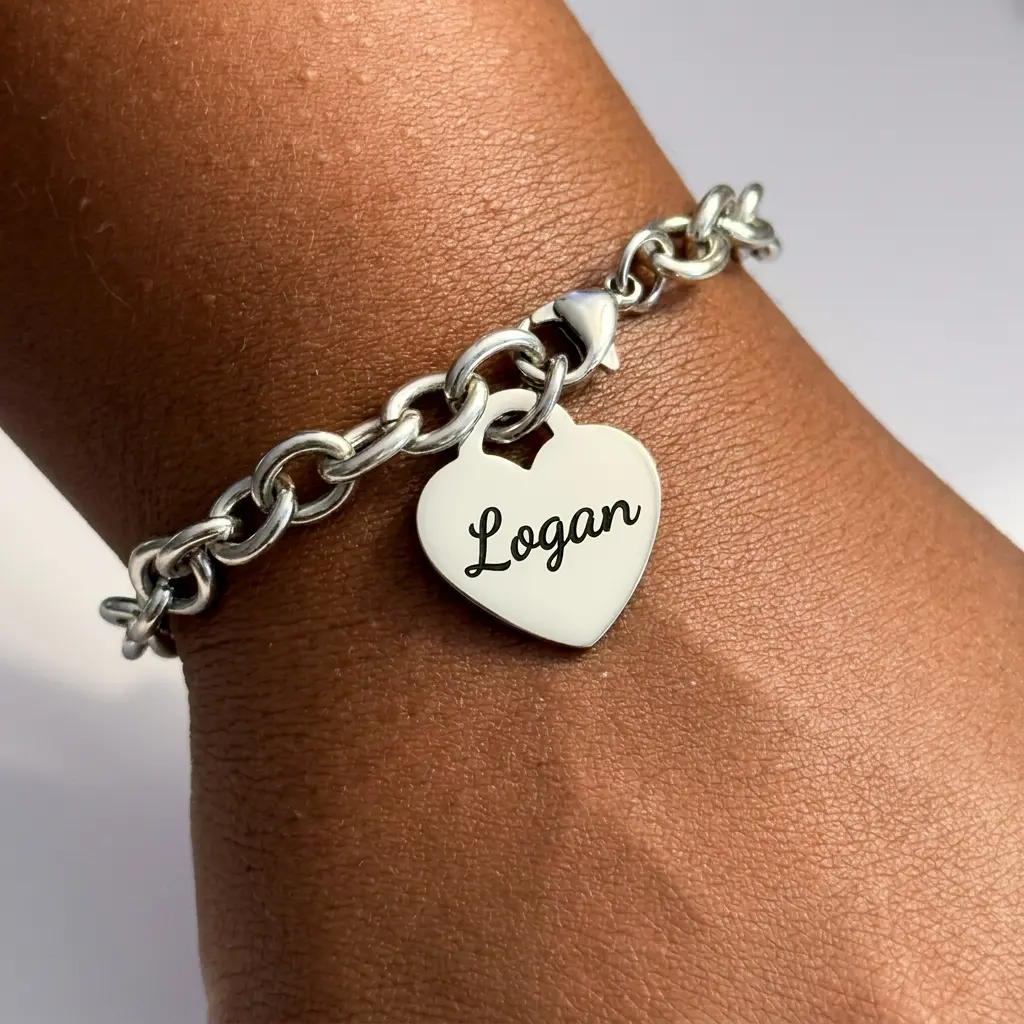 Personalized Stainless Steel Heart Bracelet 316L Surgical Grade Water-Resistant 7-9 Inch Lengths 7mm Width Custom Name Engraved Gift Boxed