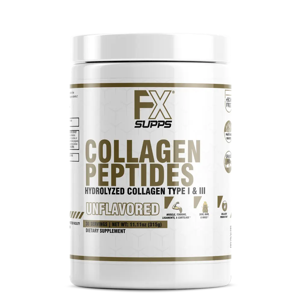 FX SUPPS Premium Sugar-Free Gluten-Free Hydrolyzed Bovine Collagen Peptides Powder - Types 1 & 3 with Astrion & Dermaval, High Bioavailability Beauty Supplement for All Ages (Skin Care, Elasticity Support, 30-Serving Unflavored Tub)