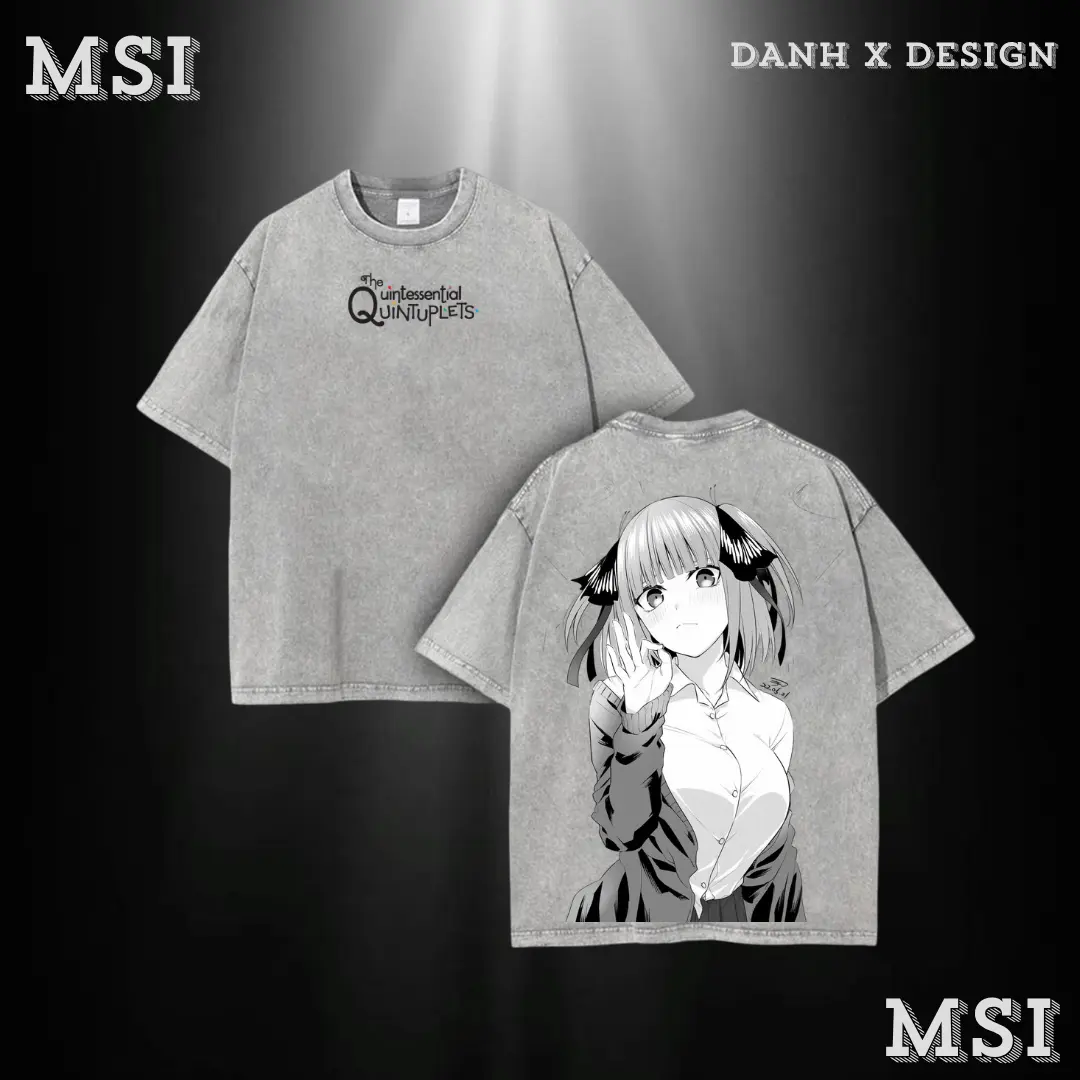 Nino Nakano | Quintessential Quintuplets Washed Tee Hoodie Sweater Double Printed Fierce Sister Graphic | For Boldcore Fans, For Gift Drops That Love Loudly