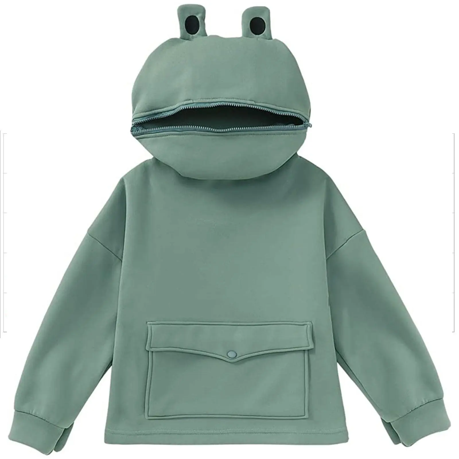 Frog Hoodie for Women Cute 3D Animal Zip Up Sweatshirt with Pockets, Novelty Cosplay Costume Green Zipper Mouth Hooded Top for Fall Winter
