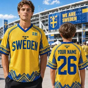 Sweden Soccer Jersey Custom Name Number Football Shirt Swedish Game Day Outfit Women Festival Clothing Blokette Aesthetic Gear