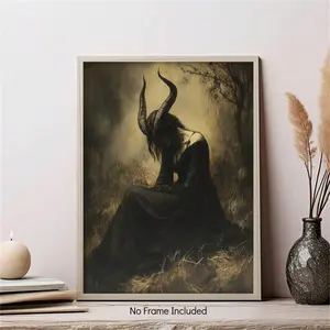 1pc Lilith Witch Theme Canvas Art Print Poster - Gothic Victorian Aesthetic, Pagan Oil Painting, Home Decor |   Frameless Wall Art, Suitable For Living Room, Bedroom, Kitchen, Bathroom, Ideal For Room Decoration