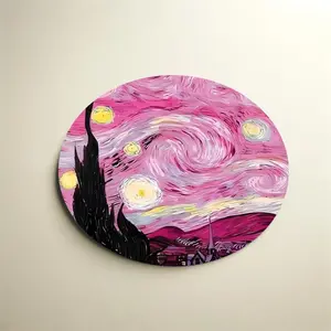 Starry Night Pattern Mouse Pad, Round Mouse Pad, Non-Slip Mousepad, Decorative Mouse Mat for Home Office Game Room, Desktop Accessory, Desk Accessories, Mouse Pad Design