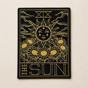 Sun Tarot Card Embroidered Patch - Magical 5x7 Iron On or Sew On - Heavy Duty Adhesive - No Warranty - Add to Bags, Jackets, Sweaters, Aprons