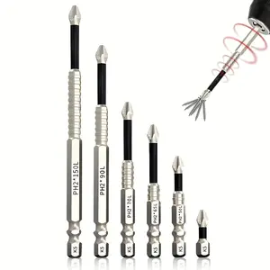 6pcs High-Magnetic Screwdriver Drill Bit Set, Strong Magnetic Durability Screwdriver Drill Bit Set, Anti-Slip Cross Electric,Anti Impact,High Hardness Tool Accessories Hardware