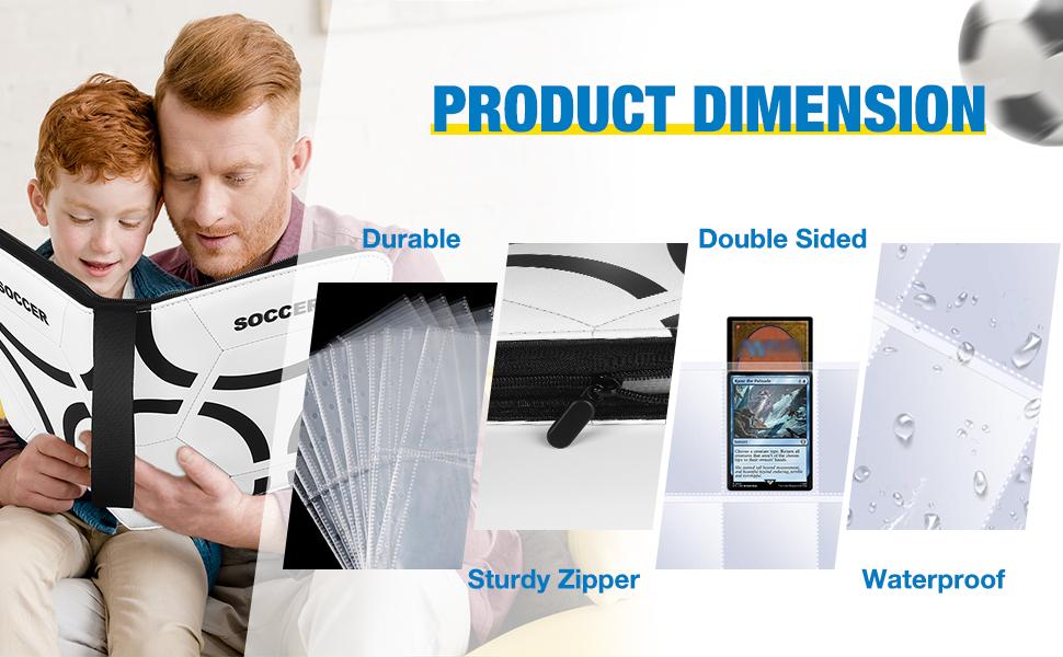 Soccer Card Binder, 2024-2025 Soccer Trading Cards Binder with Wristband, 440 Double Sided Pockets Sleeves PU Card Albums Fit for Sports Cards for Collectors Boys and Girls Fans Gift