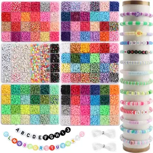 2400pcs/3500pcs/4800pcs/13100pcs Soft Clay Bead Set for Bracelets & Necklaces, DIY Mix Beads, DIY Jewelry Making Supplies, Handmade Accessories