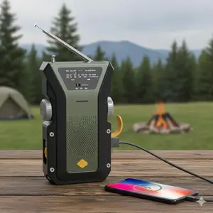 4000mAh Emergency Radio with NOAA Weather Alert, Solar Panel & Hand Crank Power, AM/FM, LED Flashlight, SOS Beacon, Type-C Charging & Portable Power Bank for Outdoor Survival, Camping, Emergency Kit