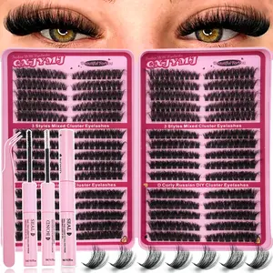 540pcs D Curl ，Natural Looking False Eyelashes，Individual Lash Cluster Kit, Fluffy Thick Soft Lightweight Cluster Fake Eyelashes， Large Capacity Lash Extension Kit Lash Clusters，For Beginners For Daily Life, Wedding, Date, Party, Music Festival, Halloween