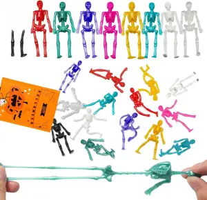 Halloween Stretchy Skeleton Toys 24PCS Assorted Colors Flexible TPR Material 3.6" Long Party Favors Kids Boys Girls Safe Non-Toxic Fun Stretchy Toys for Halloween Decorations & Prizes