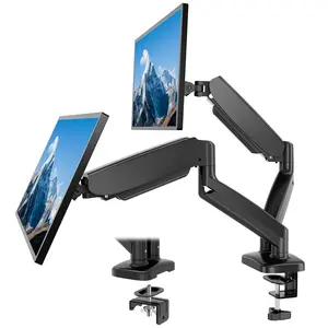Adjustable Desk Mount Arm for 15-27 Inch Monitors, Heavy Duty Screen Mount with Gas Spring, Clamp & Grommet Base