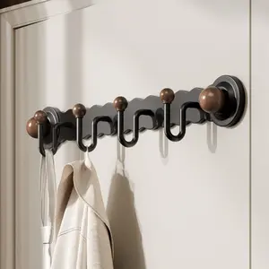 Chinese Style Wall-Mounted Adhesive Hook for Kitchen, Punch-Free Door Back Hanger with Suction Cup for Bathroom & Entryway, Storage Coat Rack