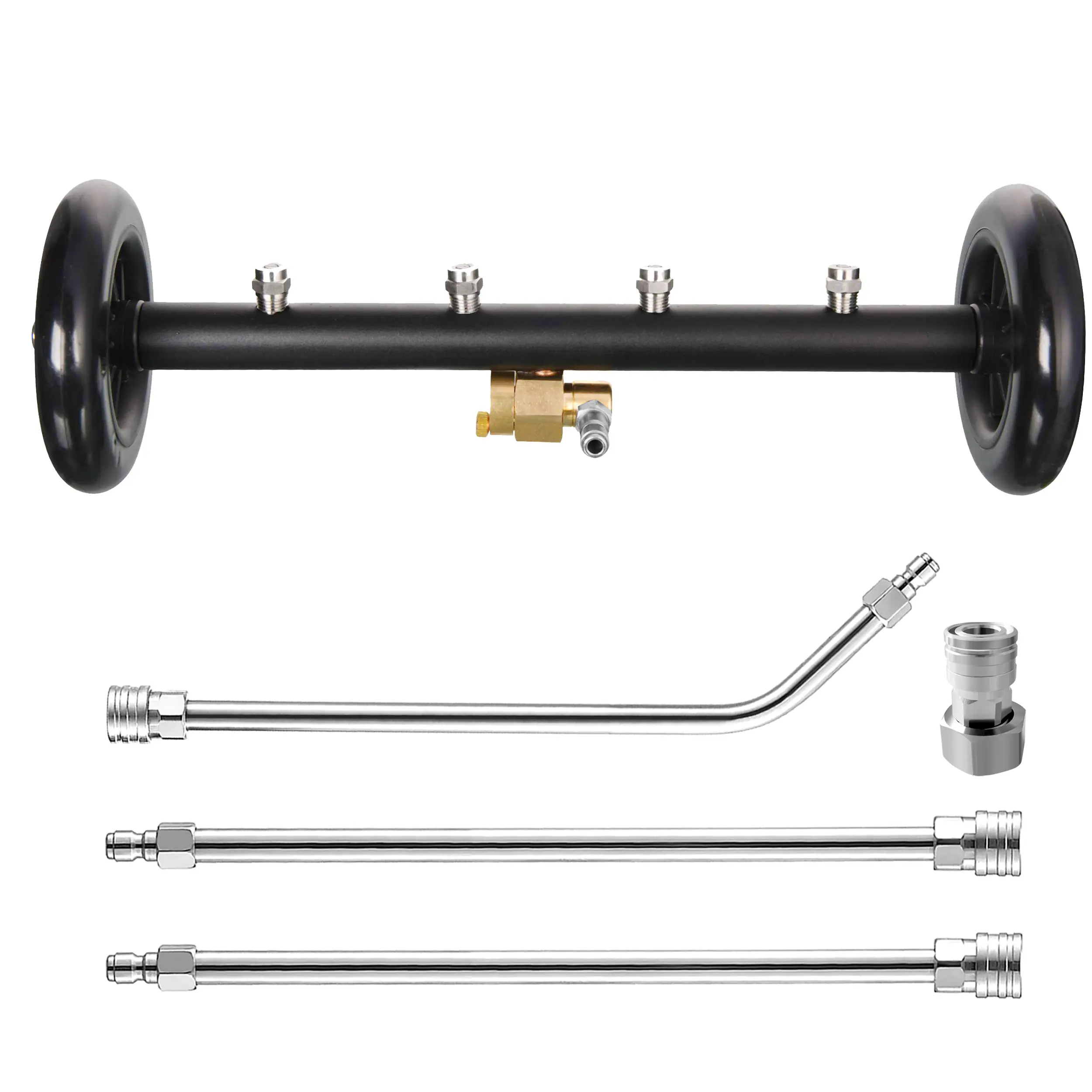 Tool Daily 2 In 1 Stainless Steel Pressure Washer Attachment, 16-in Dual-Mode 4000 PSI Quick-Connect Surface Cleaner, 3 Extension Wands, 1500 PSI, 16x5x5 in, 4.82 lbs, Simple Switch, Ideal for Driveways, Trucks/SUVs, Father's Day Gift