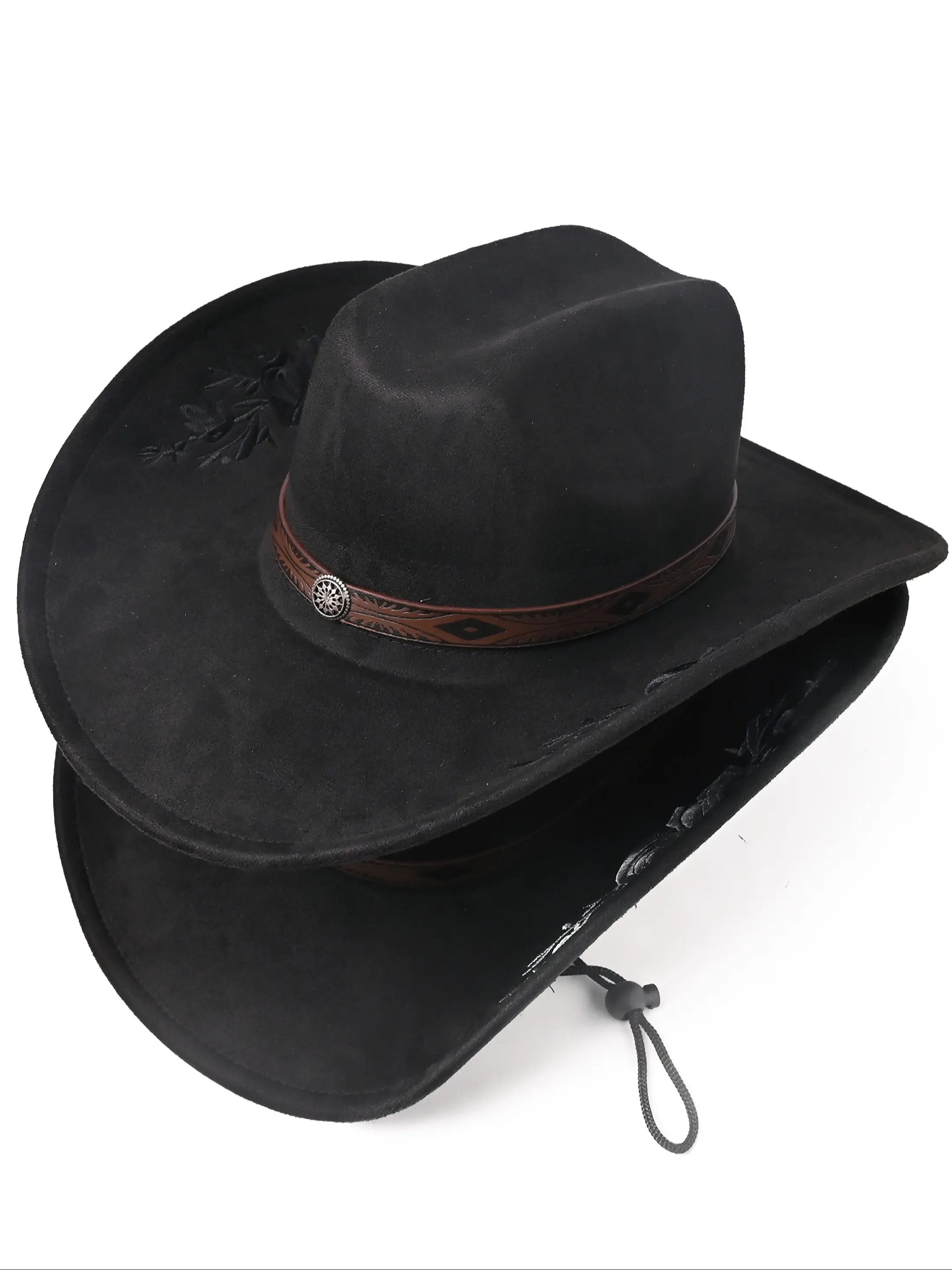 Unisex Vintage Western Cowboy Hat, Wide Brim Wool Felt 
