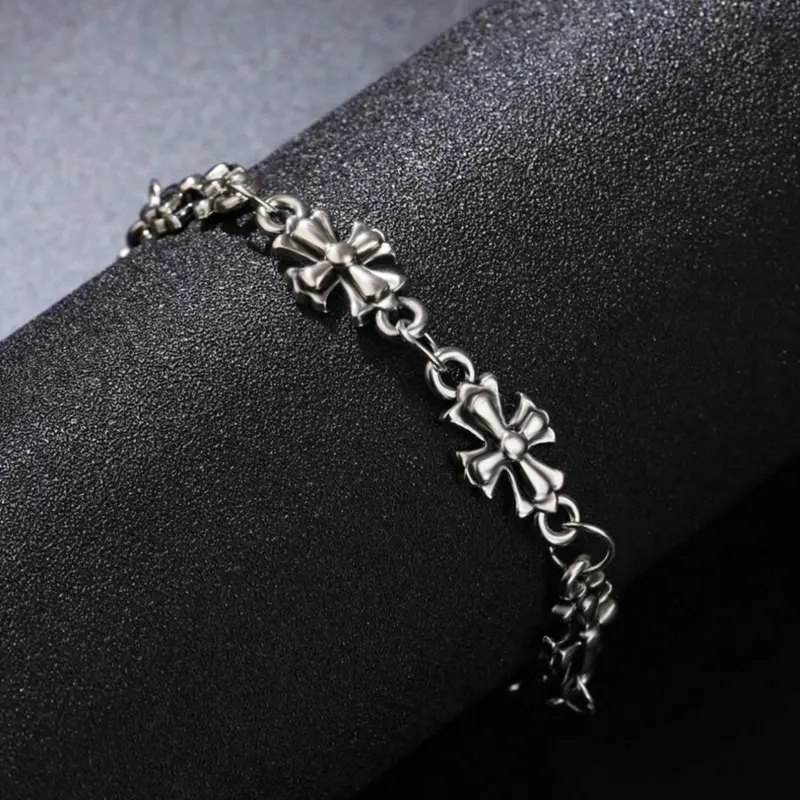 Punk Style Cross Retro Metal Bracelet Jewelry for Men, High-Quality Daily Wear, Perfect Birthday and Engagement Gift, All Seasons