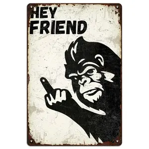 Flipping Off Bigfoot Metal Sign - Hilarious Sasquatch Wall Art for Man Caves, Hunting Cabins & Campgrounds - 12x8 Inch Rustic Outdoor Decor - Perfect Gift for Cryptid Lovers & Prankster Gardeners