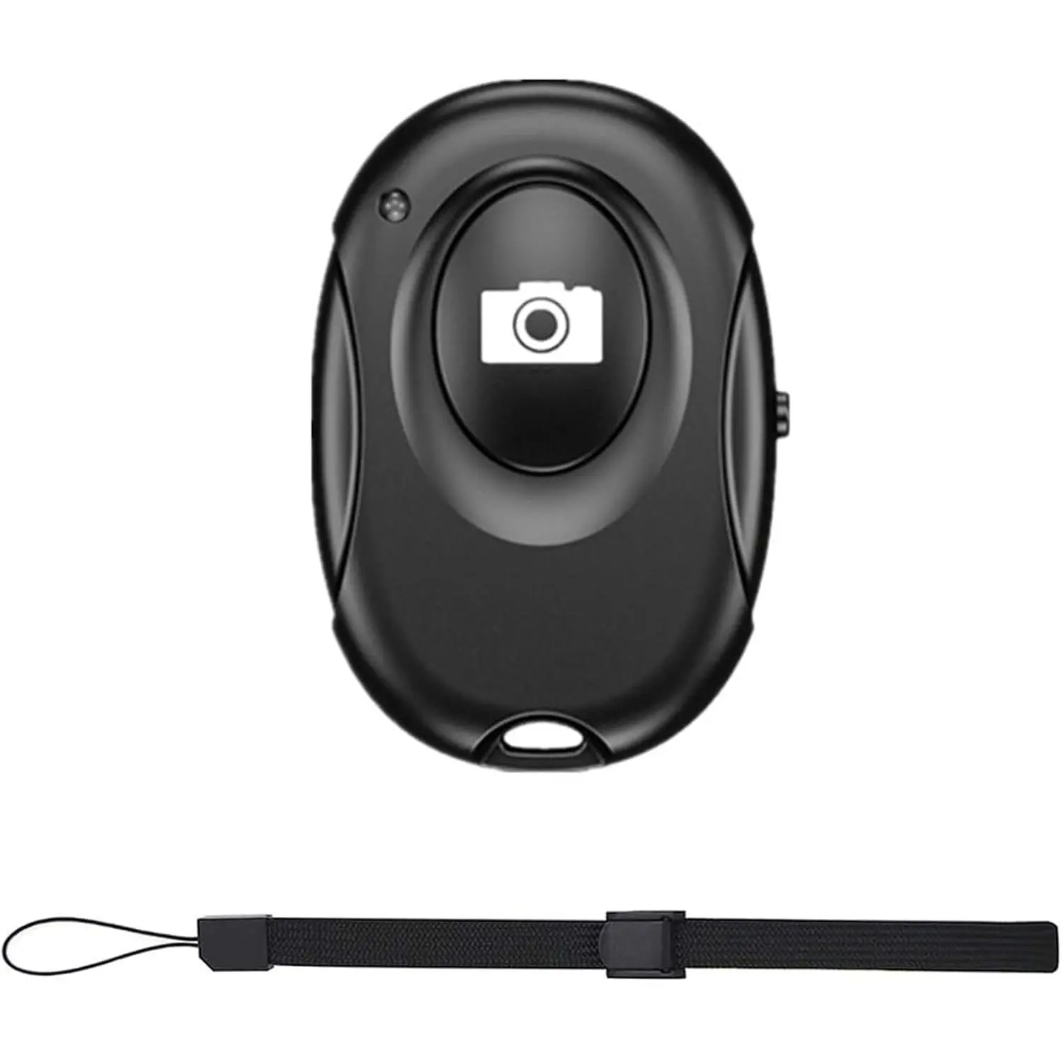 Wireless Bluetooth Camera Shutter Remote Control for iPhone (iOS), Android Smartphones & Devices - Camera Accessory with Wrist Strap, Tripod-Ready Connection, CR2032 Compatibility, 50 Ft Range, Black