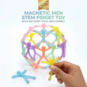 EFFUN Easter Egg Hunt Toys for Kids, 10PCS Magnetic Men STEM Fidget Toy + 12 Easter Eggs Bonus, Secure Lock-In Magnets, Non-Candy Easter Basket Stuffers, Sensory Travel Toy Gift