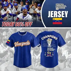 Venezuela World Baseball Classic Champions Jersey, Fan Gear Sportswear, Baseball Jersey Shirt, Classic Button Front Style, Trendy Streetwear