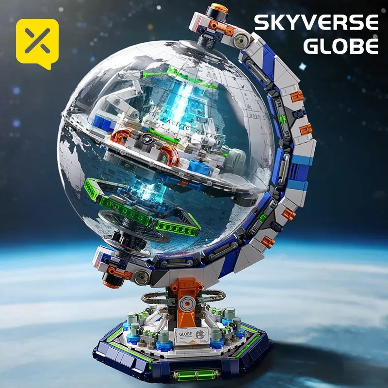 1793PCS Premium Space Station Globe Building Set – Rotatable STEM Building Blocks Kit, LED Display Model, Collectible Desk Decor, Educational Gift for Teen Boys & Space Lovers