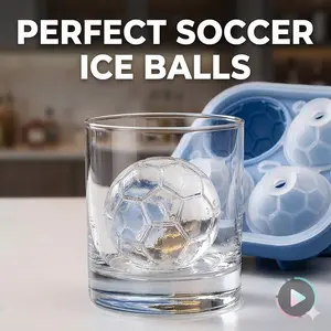 Soccer Ice Molds 6-Cavity – Silicone Ball Ice Cube Trays for Whiskey, Cocktails & Juices, Large Reusable Soccer Style Ice Molds, Goal Ice, Hat Trick Chill, with Funnel – Unique Sports Gift for Men, Dads & Soccer Fans, Perfect for Iced Coffee, Party