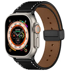 For Apple Watch Band 49mm 45mm 41mm 44mm 40mm 42mm 38mm Women Men, iWatch Bands Leather Magnetic Bracelet Wristband for Apple Watch Ultra Band Series 9 8 7 Series SE 2nd Generation SE 6 5 4 3 2 1 Accessories Wearable