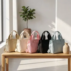 Minimalist Canvas Tote Bag for Women - Crossbody Shoulder Bag with Multi-Compartments for Work and Daily Use