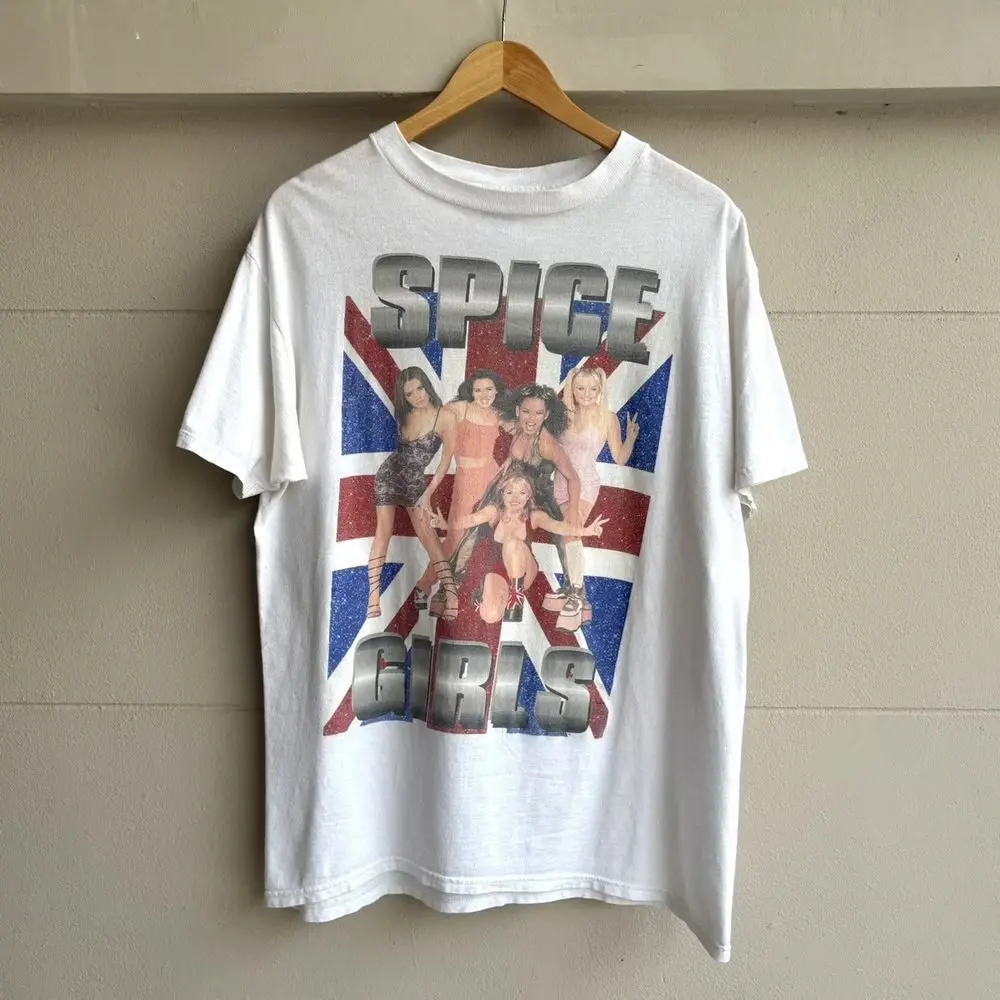 [SALE OFF 25%] 1998 Spice Girls Work Tour USA White Short Sleeve Unisex Tshirt