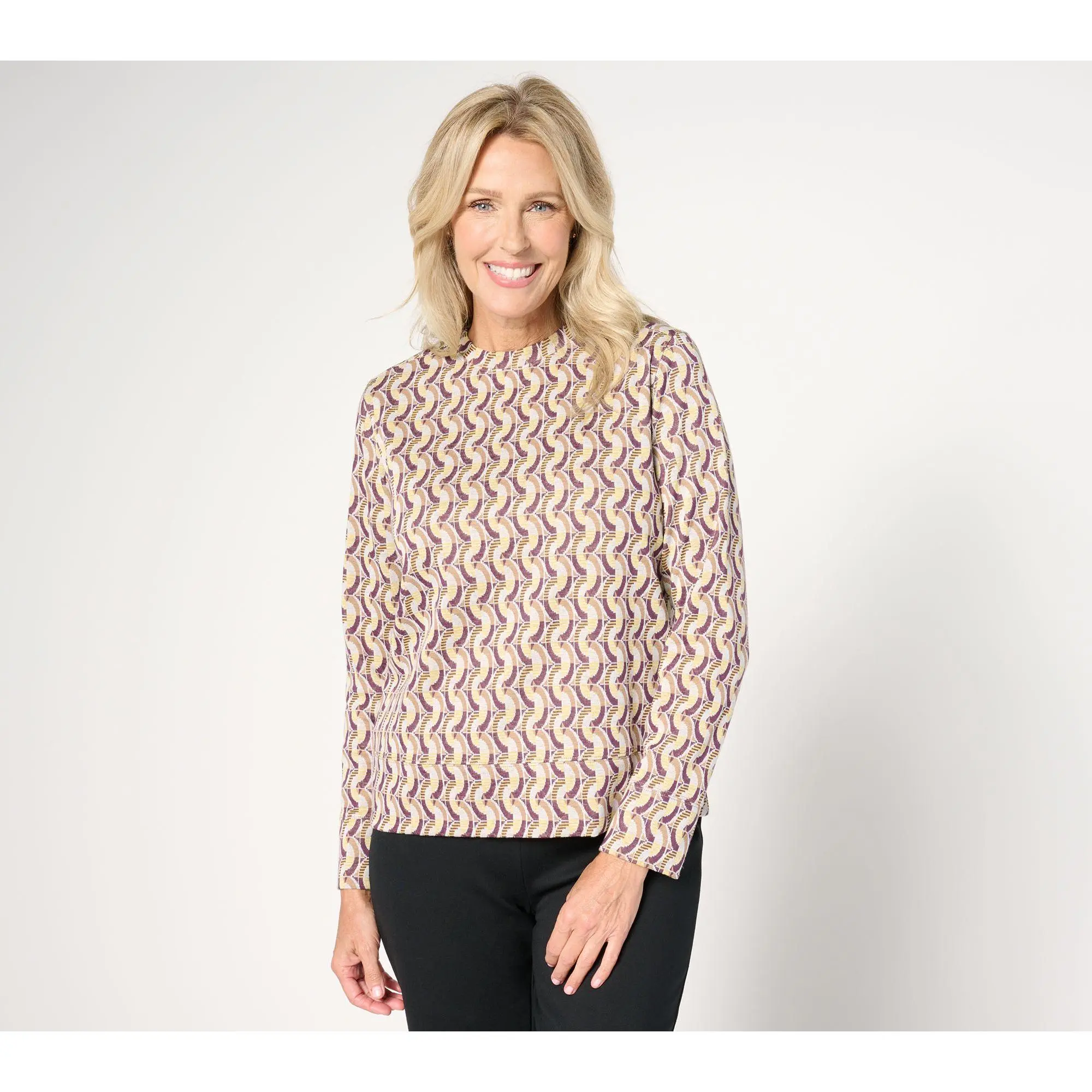 by Stacy London Core Printed Jacquard Top
