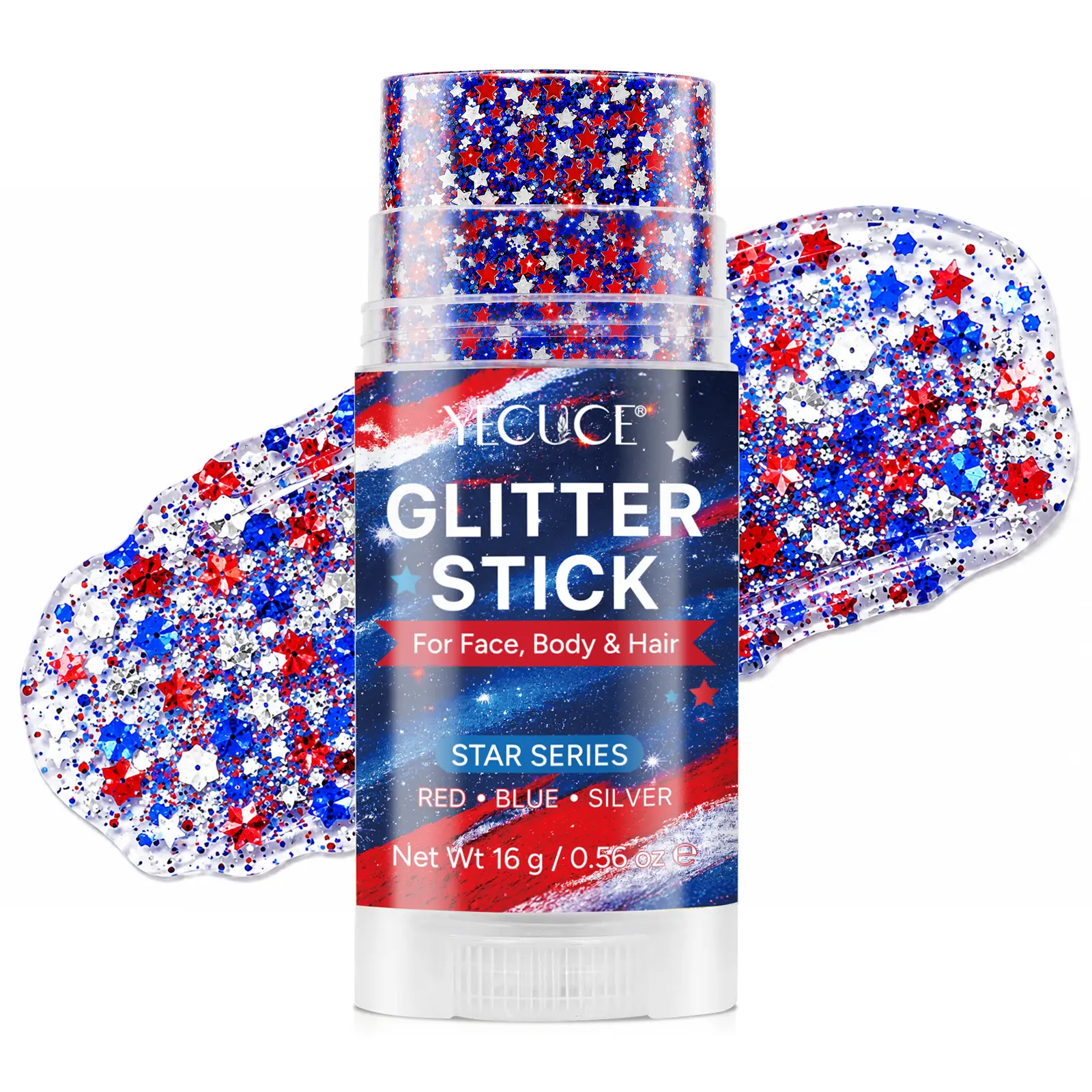 Yecuce Multi-Use Glitter Stick for Face, Hair and Body with Chunky Holographic Sequins, Long-Lasting Radiant Shimmer Body Glitter for Festival, Rave and Party Makeup, Glitter Sparkle Makeup, Shimmering Body Glitter, Glitter Cosmetic