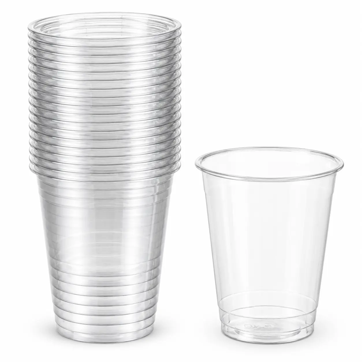 98mm Clear PET Plastic Cups, 50 Pack Disposable Cold Drink Cups, 12–24 oz Sizes for Iced Coffee, Bubble Tea, Smoothies, Juice and Takeout