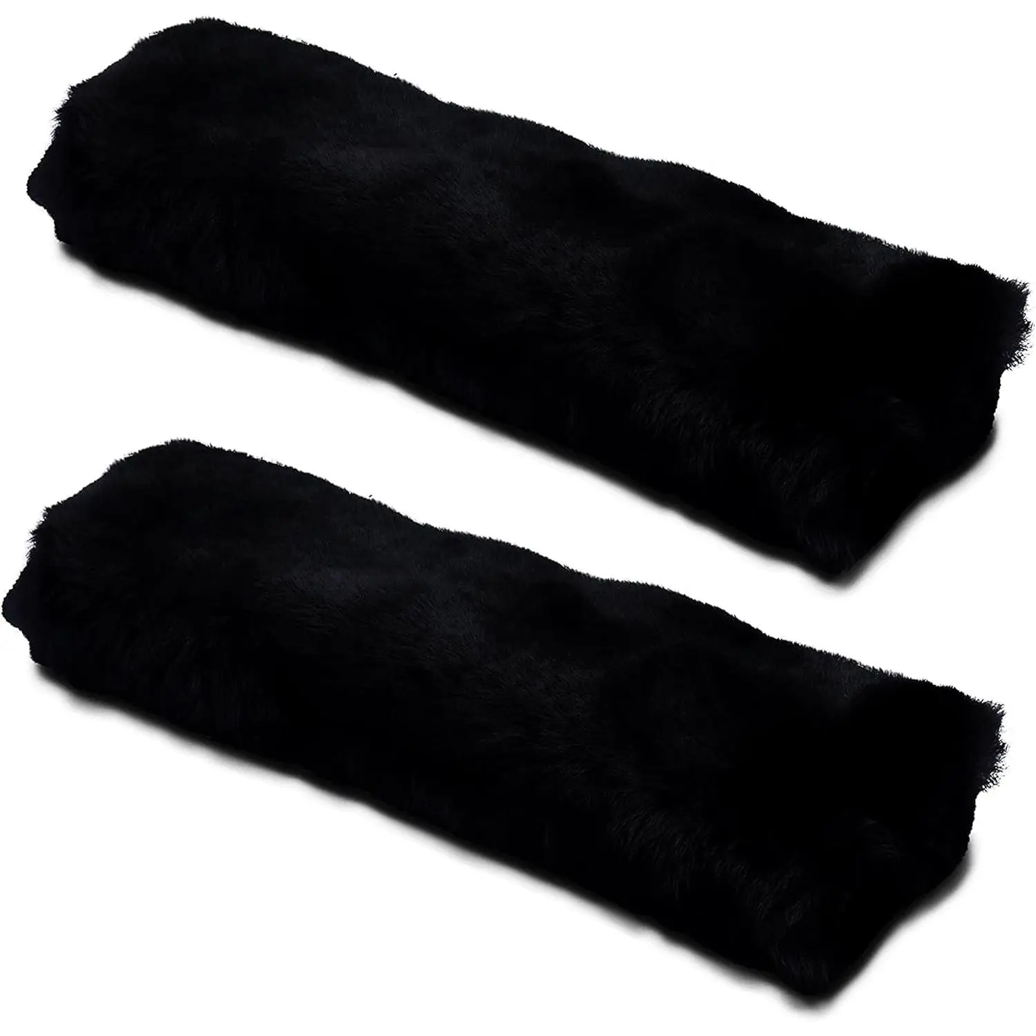 2-Pack Authentic Sheepskin Seat Belt Cover Pad - Ultra Soft   Pads,  Cushion Protectors with Genuine  Merino  (Black)