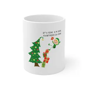 Funny Elf Christmas Mug, Holiday Coffee Cup, Xmas Tea Mug, Elves Gift, Festive Beverage Mug, Cute Stocking Stuffer ceramic
