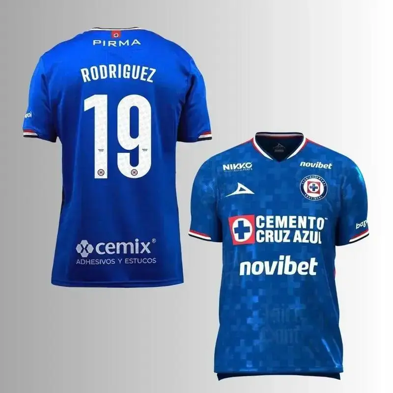 Men's Carlos Rodriguez #19 Cruz Azul Home Jersey 2025/26 – Blue Liga MX Soccer Replica Shirt, Men’s Lightweight Football Jersey, Quick Dry Training & Match Day Sportswear Gift