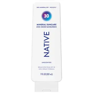 NATIVE Mineral Sunscreen Lotion SPF 30 – Broad Spectrum Protection, Lightweight, Non-Greasy