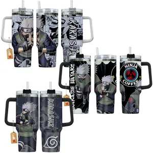 Kakashi Anime Manga 40oz Tumbler Stainless Steel with Straw, Lid and Handle - Double Wall Insulated Flasks – Perfect Gift for Fans