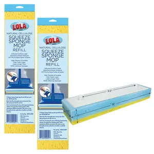 Natural Cellulose Squeeze Sponge Mop Refill, 9" Head - 2 Pack