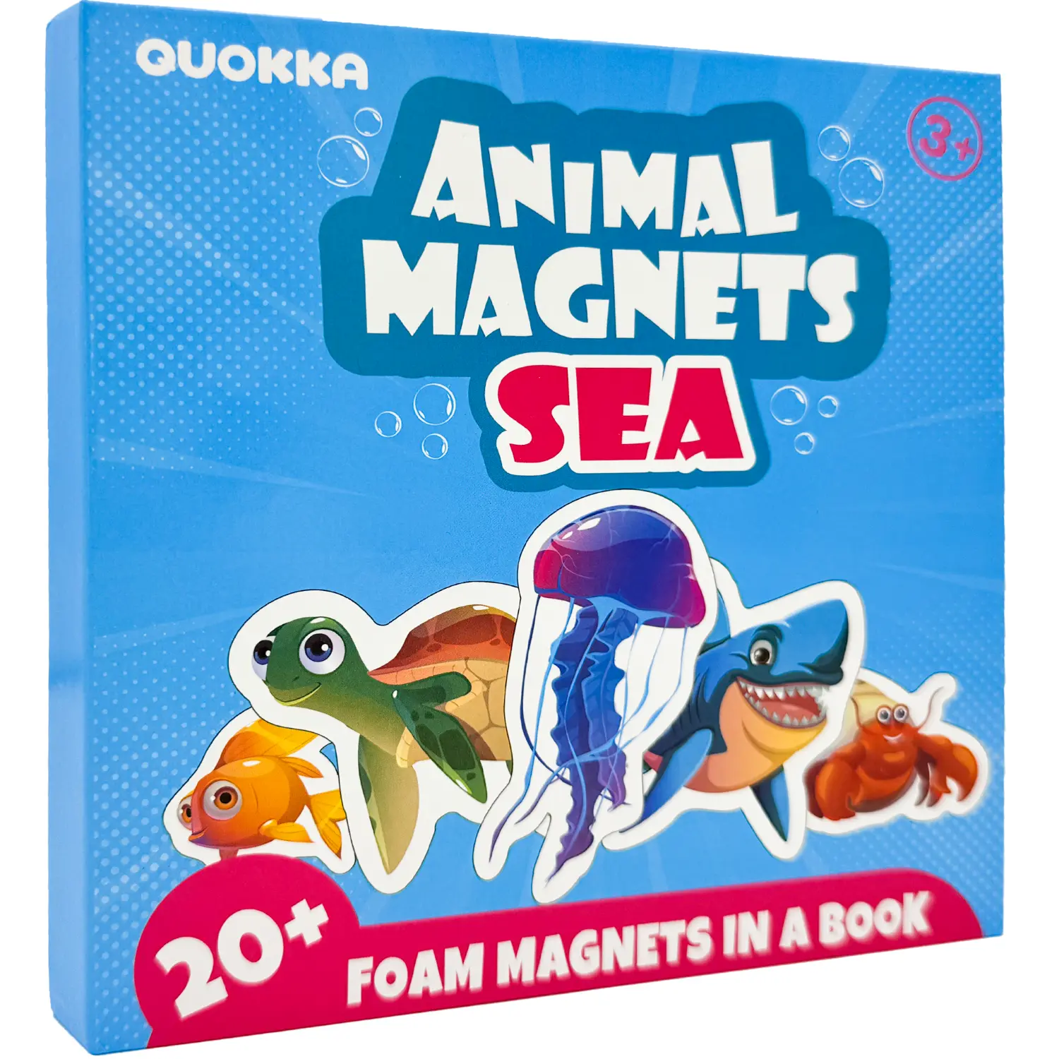 QUOKKA Travel Magnetic Toddler Puzzles (Ages 1-3) - Sea Theme Developmental Toy, 20+ Pcs Sea Animals Jigsaw, 6.7 x 6.7 inches, Fold-Out Play Scene, Playbook, Fosters Children Development & Creativity, Square Intermediate Cognitive Puzzle
