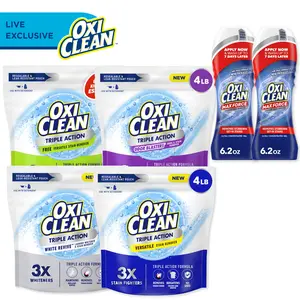 OxiClean LIVE Try It All Laundry Bundle with 4lb Variety Pack of Triple Action Laundry Powder + Max Force Gel Stick, White Revive, Odor Blasters, Versatile Stain Remover