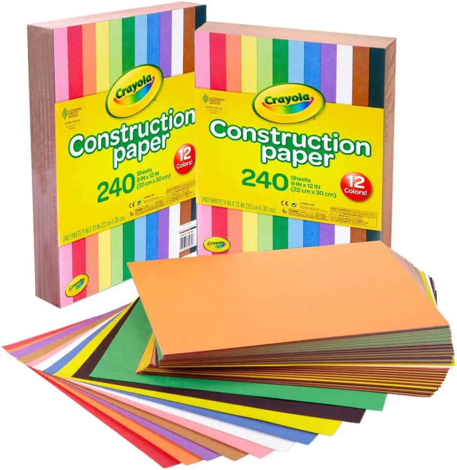 Crayola Bulk Construction Paper Pack - 480 Sheets, 10 Assorted Colors, 9x12 in, Teacher School Classroom Supplies, Card Making Craft Art Paper