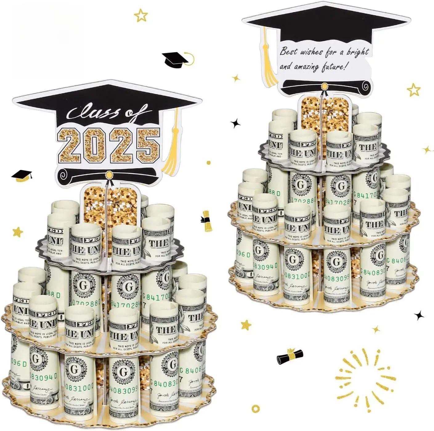 Graduation Money Holder for Cash Gift, 2025 Graduation Gifts Money Holder Leis Cash Cake for Her Him Congrats Class of 2025 Graduation Party Supplies (1 pcs)